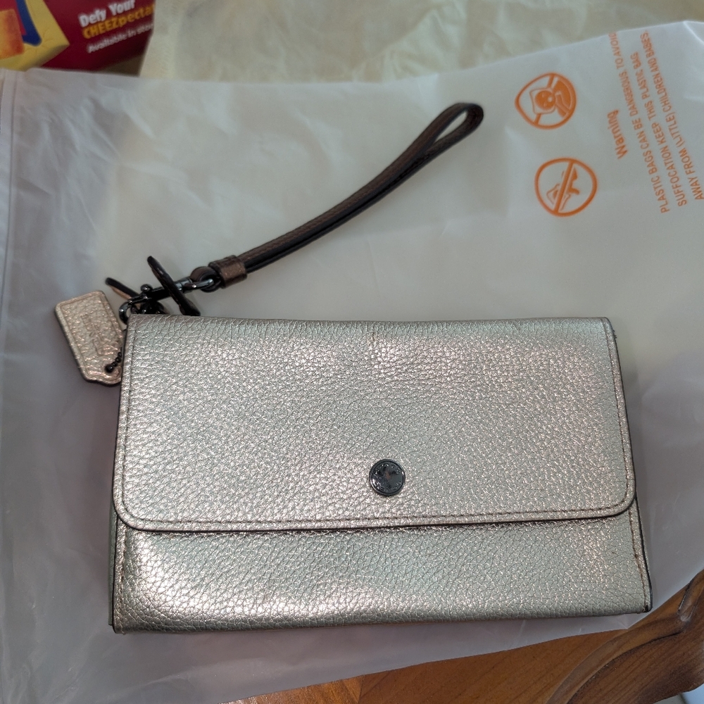 Coach TRIPLE SMALL WALLET Metallic Neutral